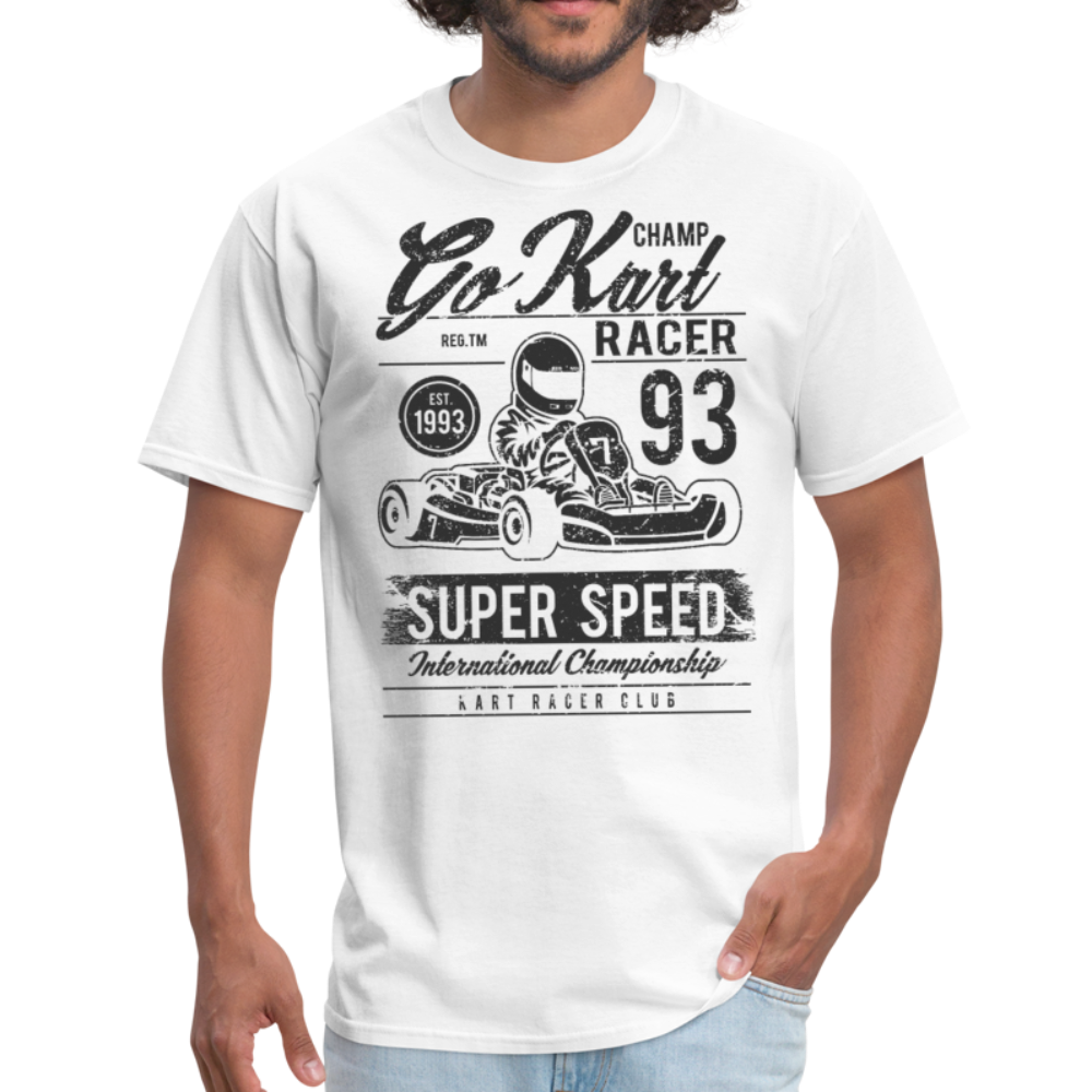 Custom Vintage Kart Racing Graphic Tee; Nascar, Indy - white