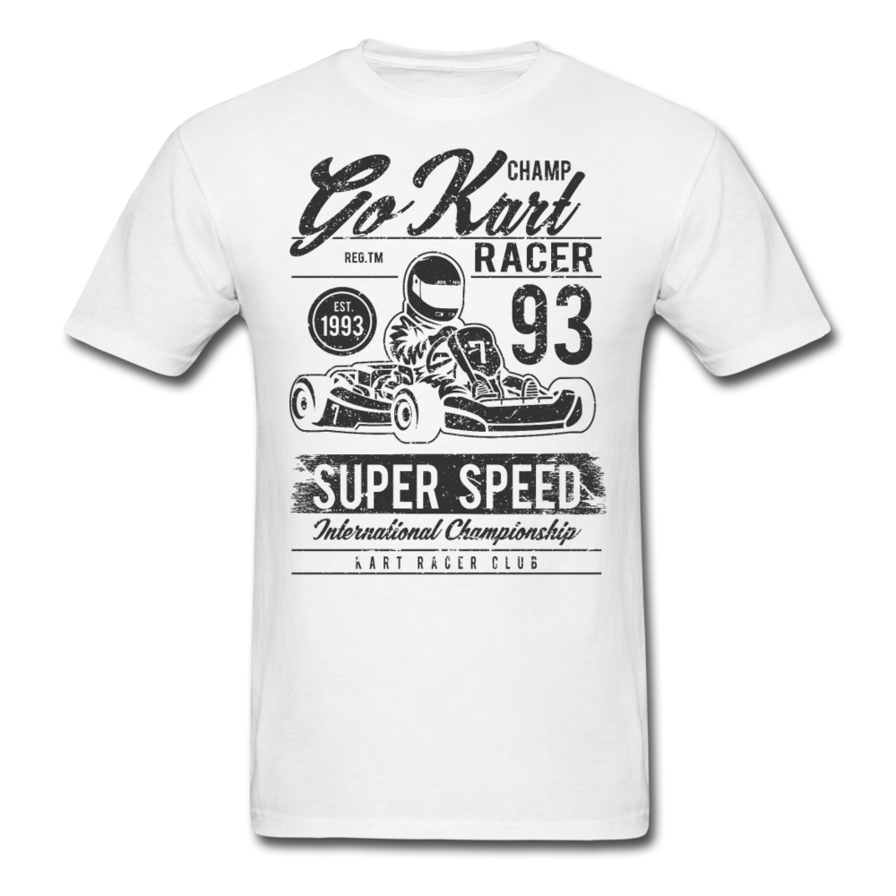 Custom Vintage Kart Racing Graphic Tee; Nascar, Indy - white