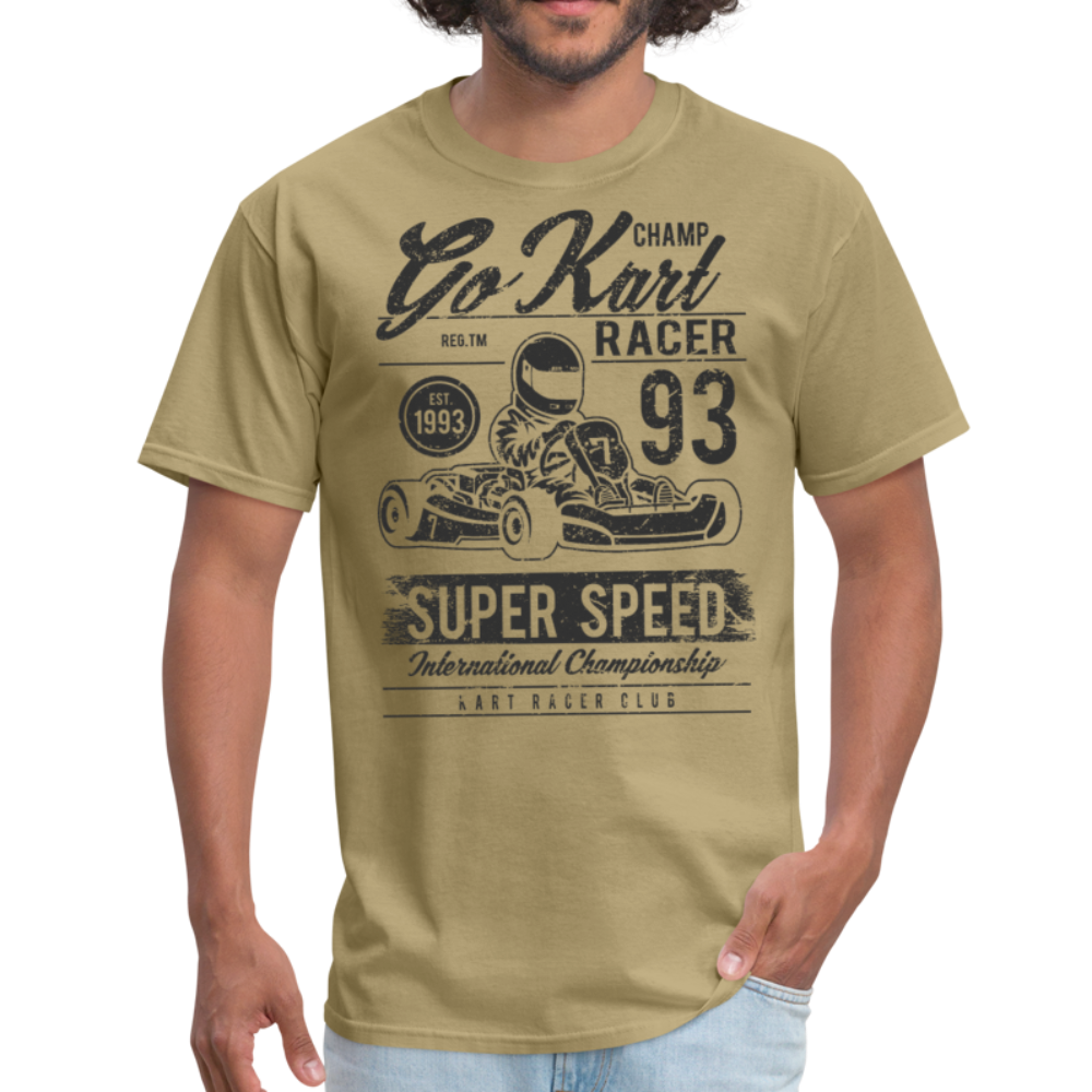 Custom Vintage Kart Racing Graphic Tee; Nascar, Indy - khaki