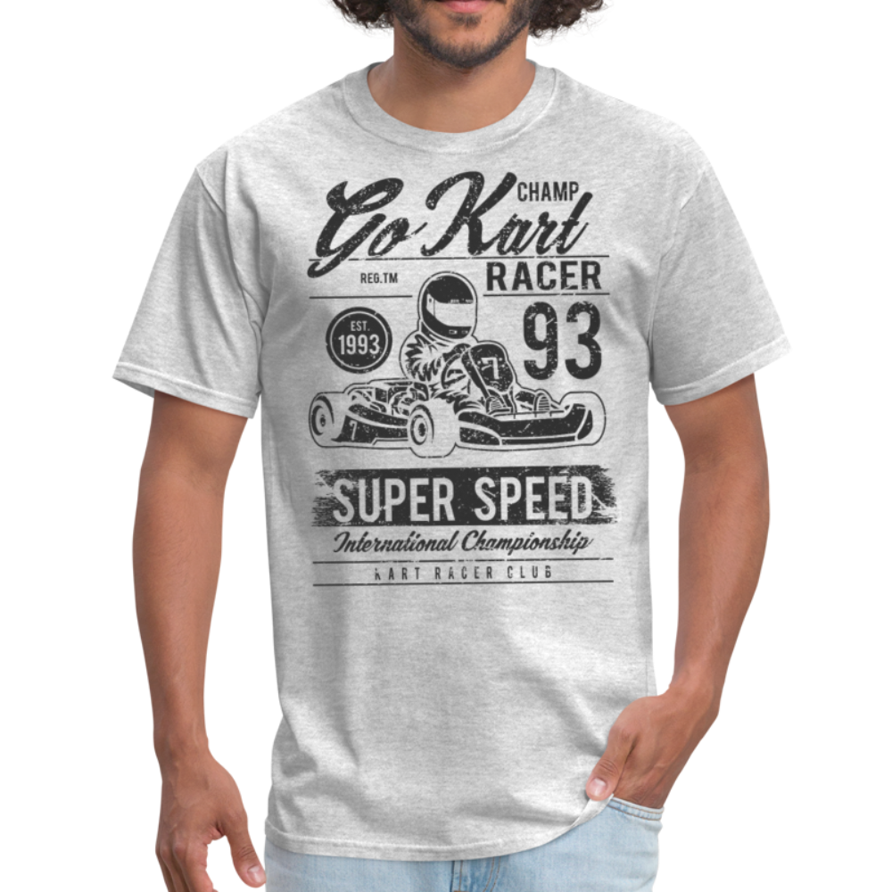 Custom Vintage Kart Racing Graphic Tee; Nascar, Indy - heather gray