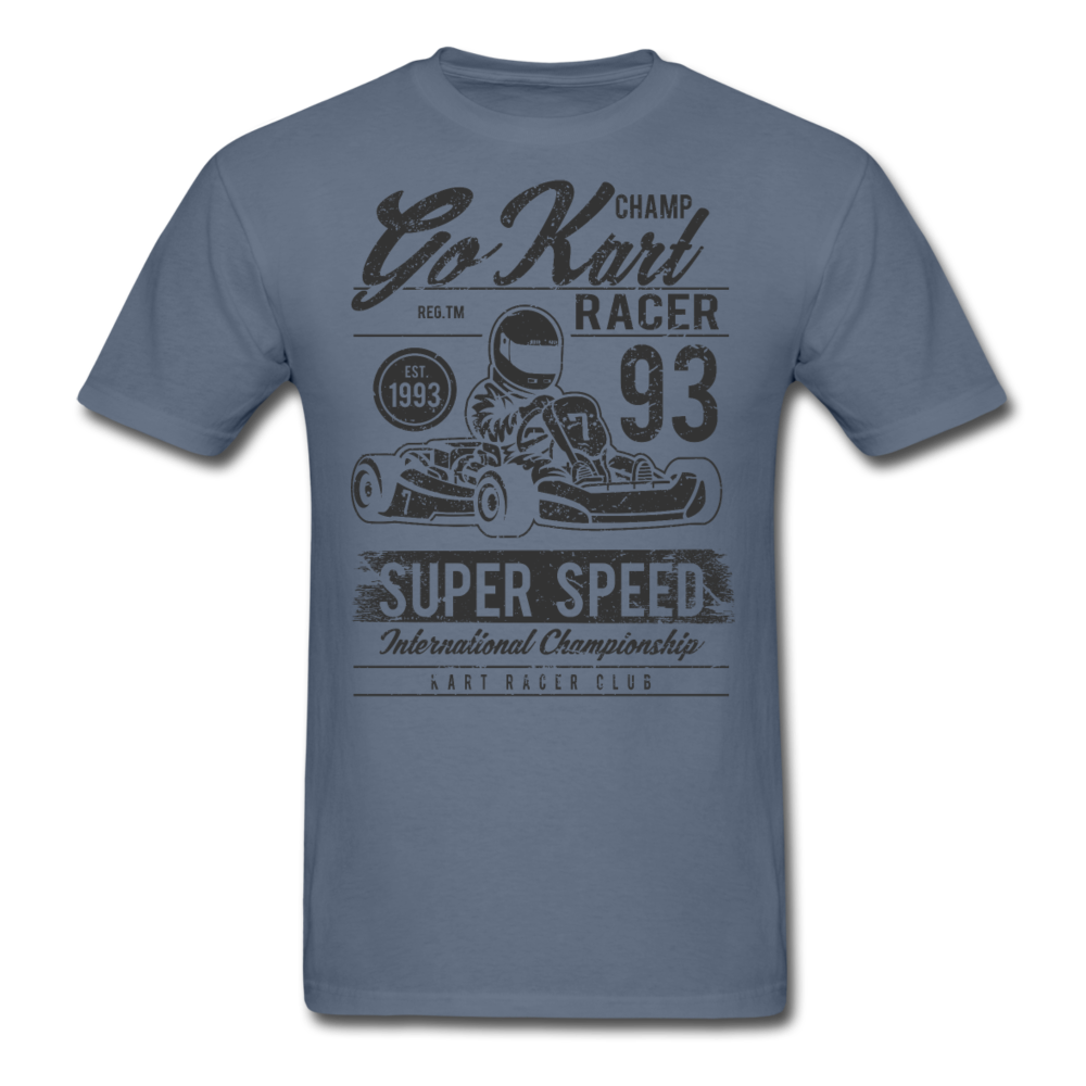 Custom Vintage Kart Racing Graphic Tee; Nascar, Indy - denim