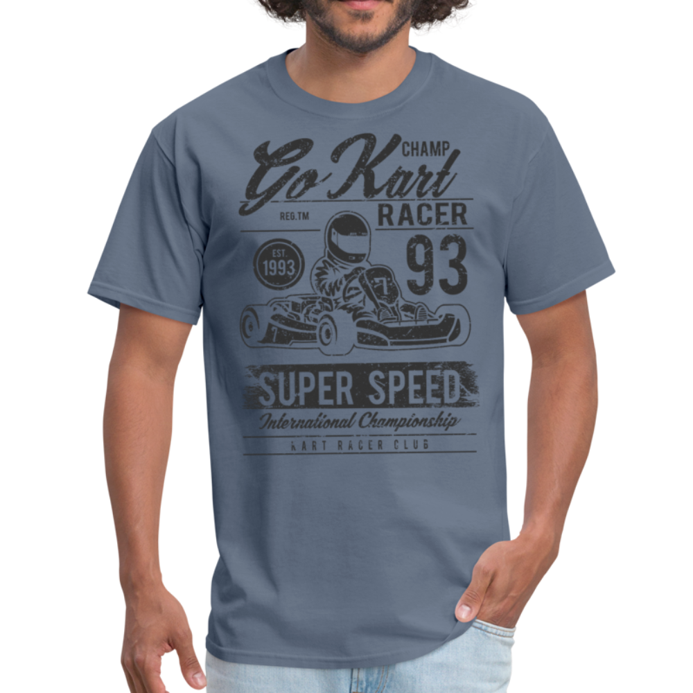 Custom Vintage Kart Racing Graphic Tee; Nascar, Indy - denim