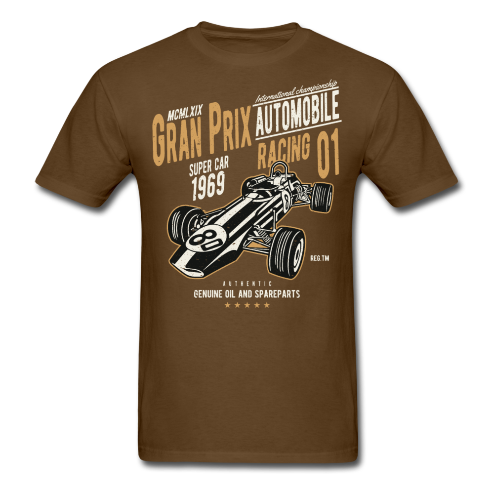 Custom Vintage Gran Prix Racing Graphic Tee; Formula One - brown