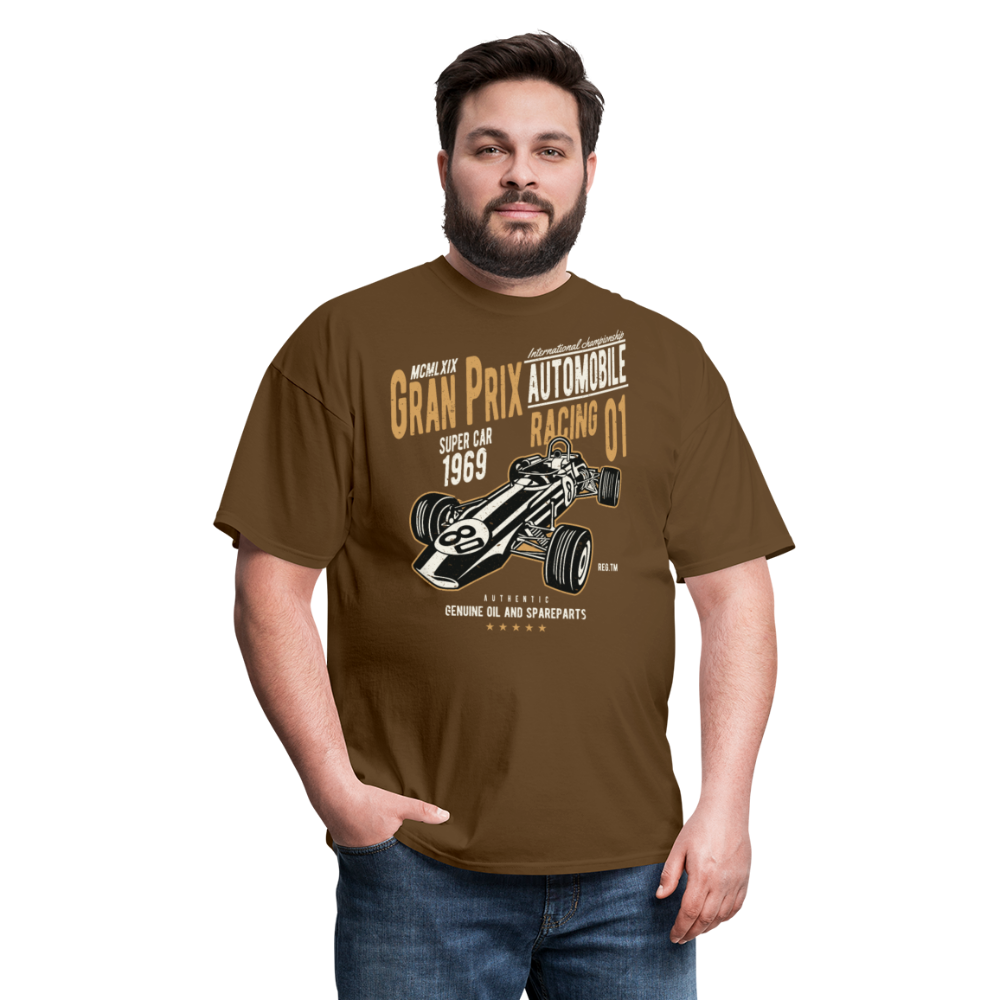 Custom Vintage Gran Prix Racing Graphic Tee; Formula One - brown