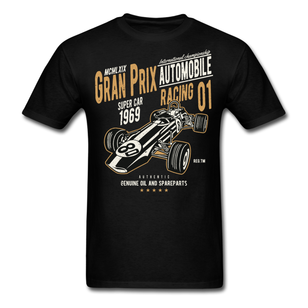 Custom Vintage Gran Prix Racing Graphic Tee; Formula One - black