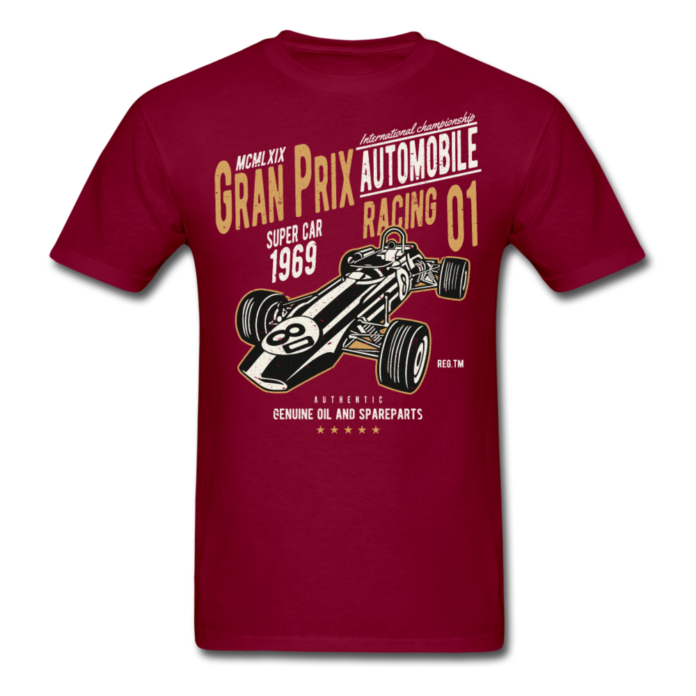 Custom Vintage Gran Prix Racing Graphic Tee; Formula One - burgundy