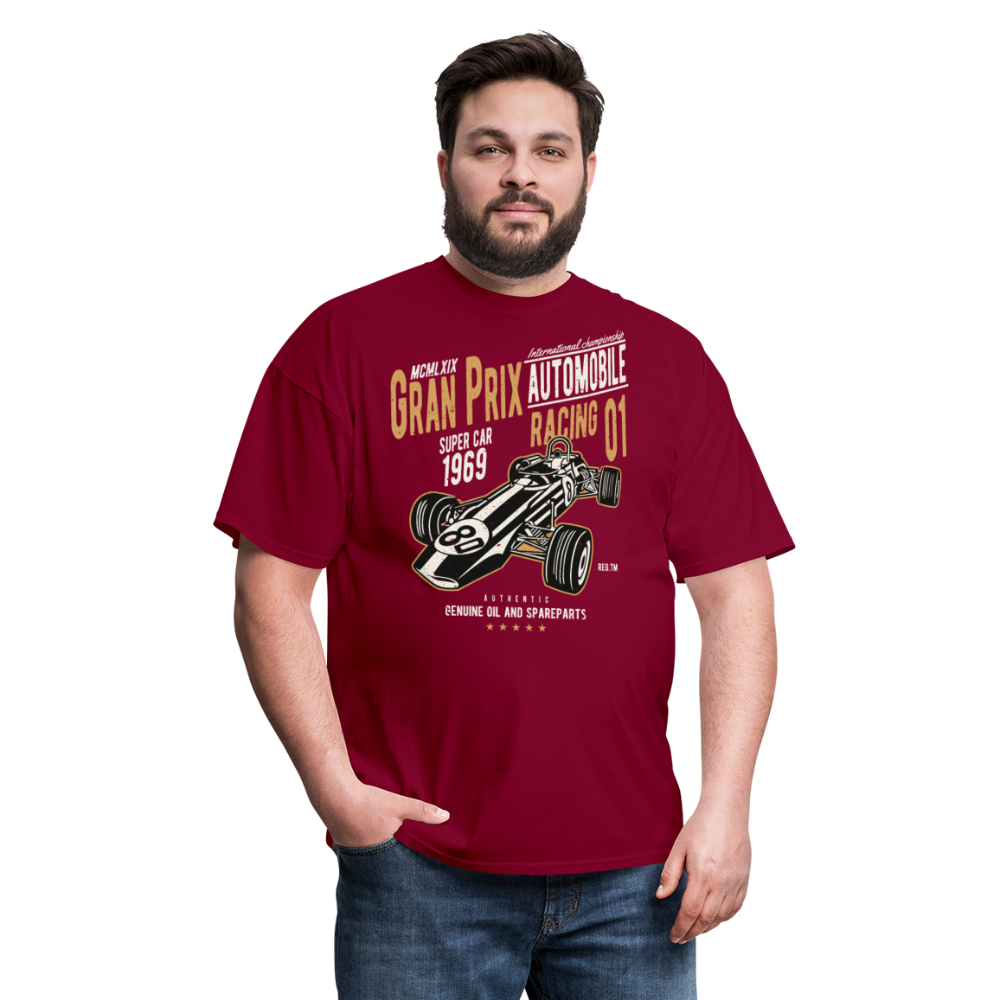 Custom Vintage Gran Prix Racing Graphic Tee; Formula One - burgundy