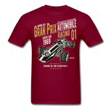 Custom Vintage Gran Prix Racing Graphic Tee; Formula One - burgundy