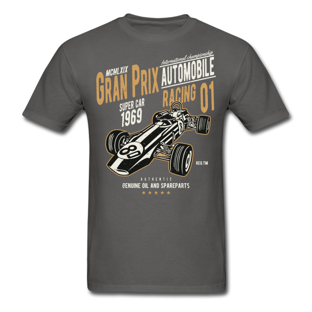 Custom Vintage Gran Prix Racing Graphic Tee; Formula One - charcoal