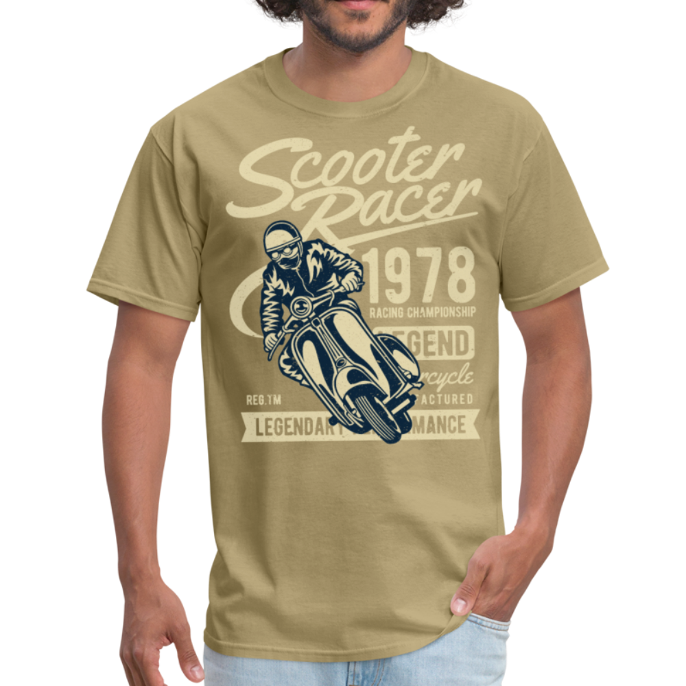 Vintage Scooter Racing Legends Graphic Tee; pit pike - khaki