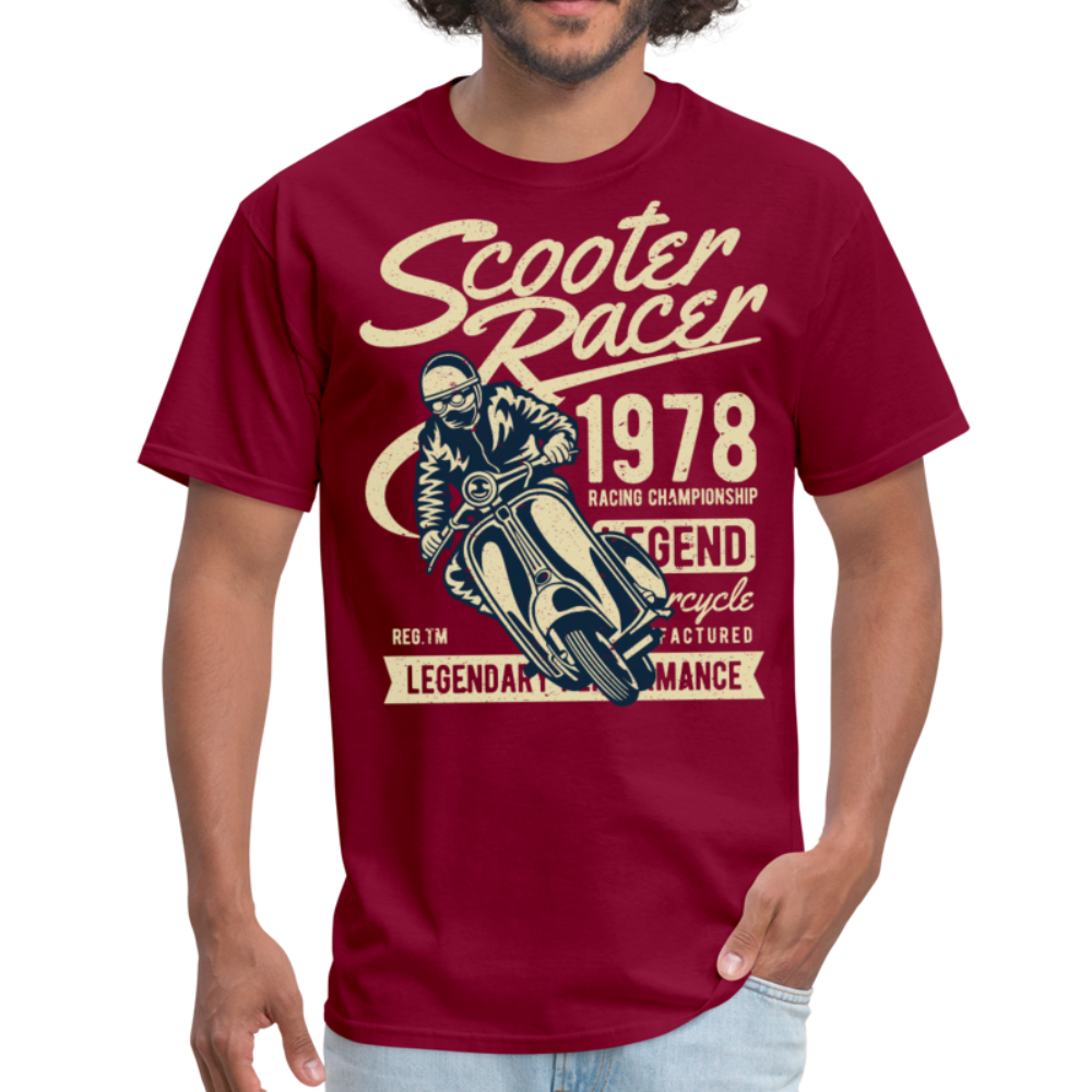 Vintage Scooter Racing Legends Graphic Tee; pit pike - burgundy