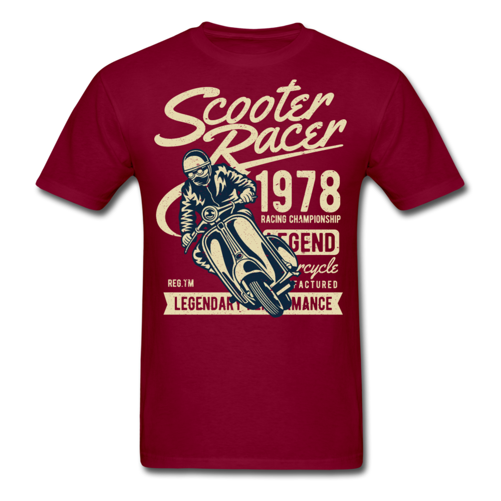 Vintage Scooter Racing Legends Graphic Tee; pit pike - burgundy