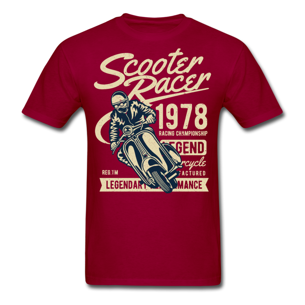 Vintage Scooter Racing Legends Graphic Tee; pit pike - dark red