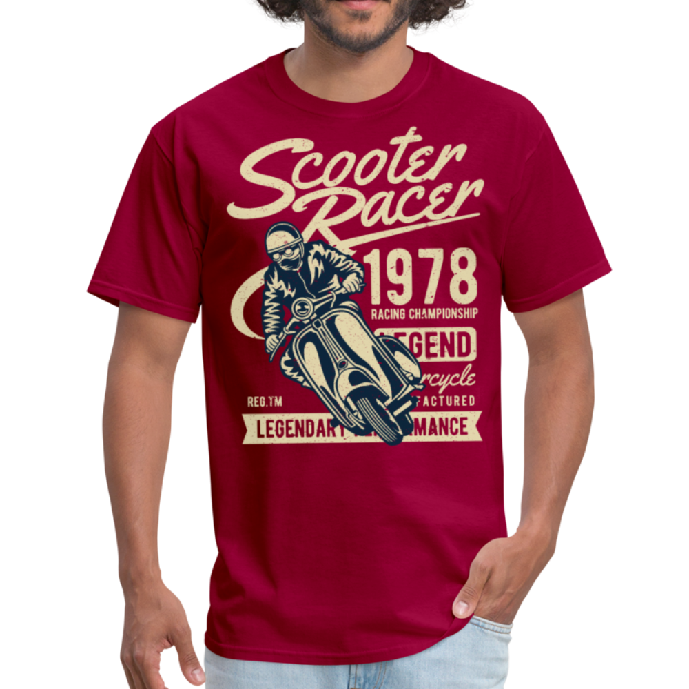 Vintage Scooter Racing Legends Graphic Tee; pit pike - dark red