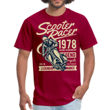 Vintage Scooter Racing Legends Graphic Tee; pit pike - dark red