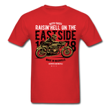 Classic Vintage Motorcycle Graphic Tee; Cafe Racer - red