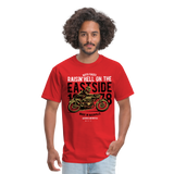 Classic Vintage Motorcycle Graphic Tee; Cafe Racer - red