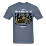 Classic Vintage Motorcycle Graphic Tee; Cafe Racer - denim