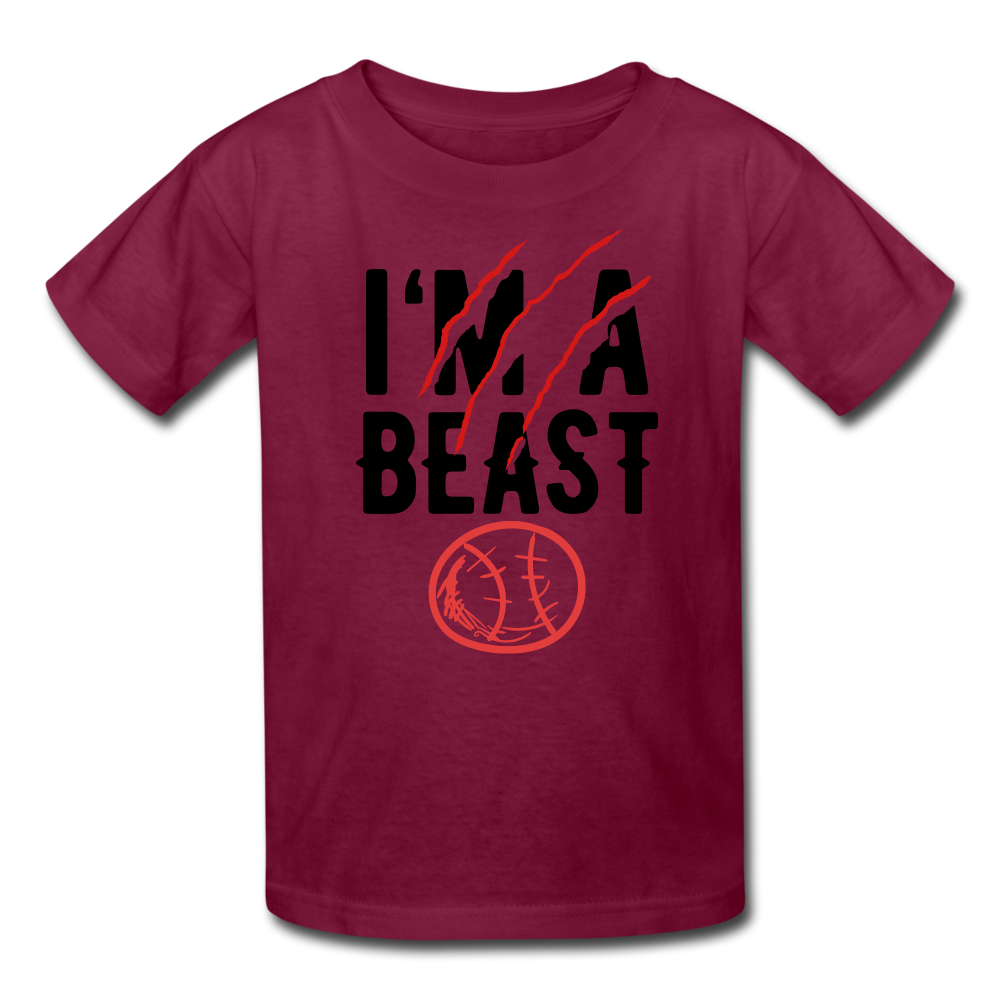 Youth Im A Beast Graphic Tee; Sports, Baseball - burgundy