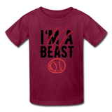 Youth Im A Beast Graphic Tee; Sports, Baseball - burgundy