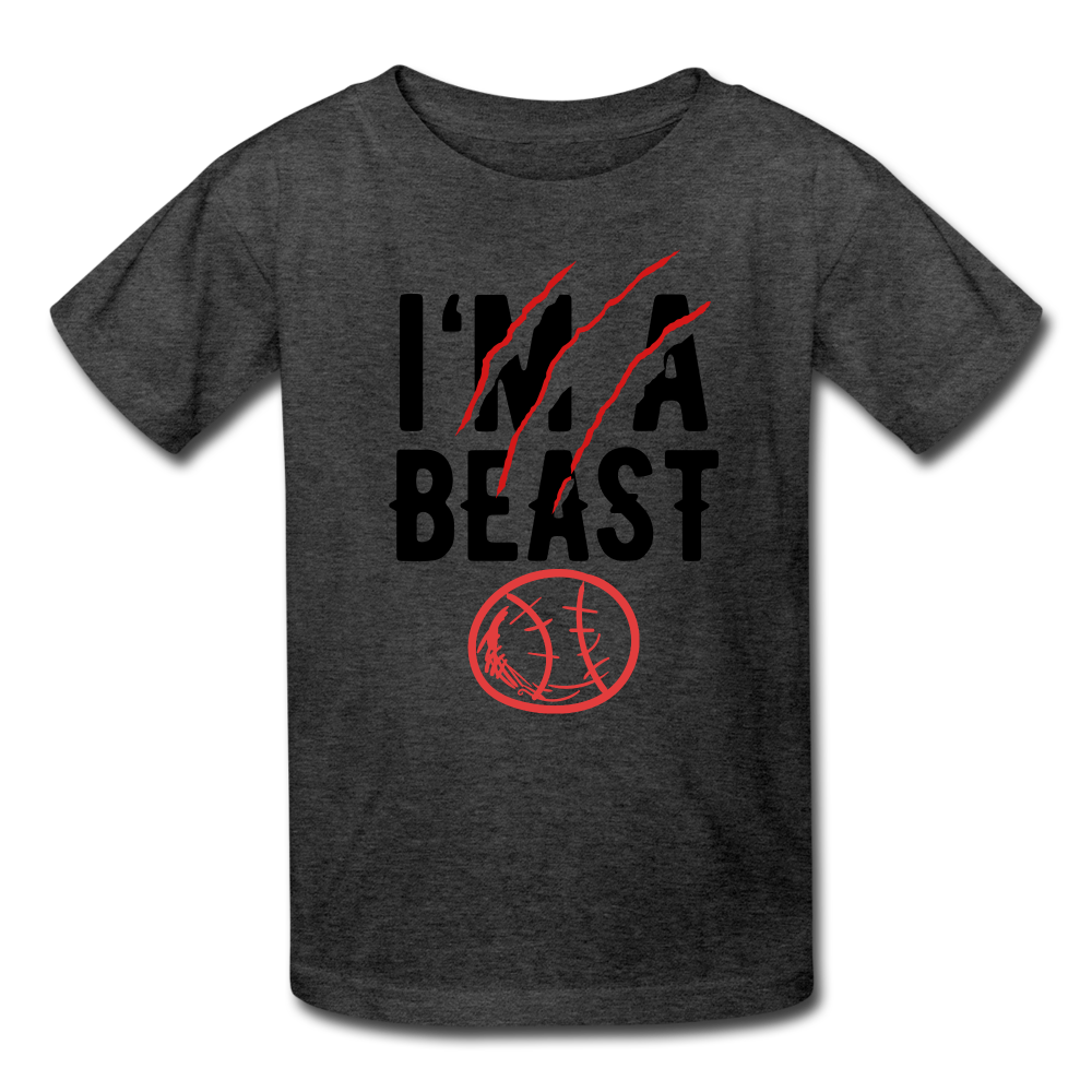 Youth Im A Beast Graphic Tee; Sports, Baseball - heather black