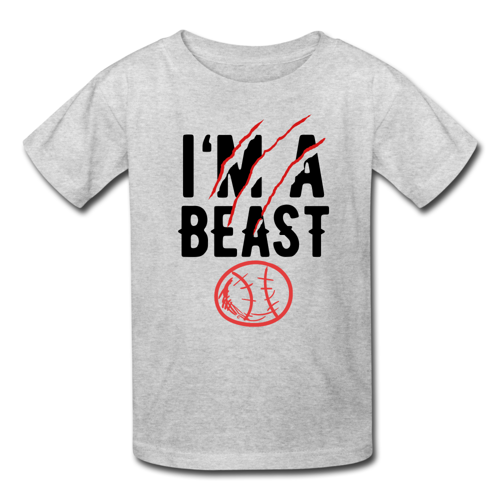 Youth Im A Beast Graphic Tee; Sports, Baseball - heather gray