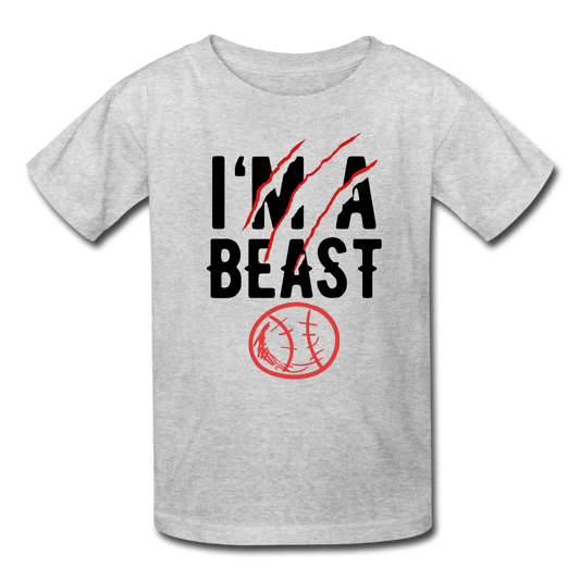 Youth Im A Beast Graphic Tee; Sports, Baseball - heather gray