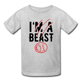 Youth Im A Beast Graphic Tee; Sports, Baseball - heather gray