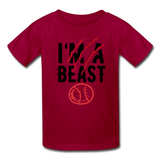 Youth Im A Beast Graphic Tee; Sports, Baseball - dark red