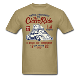 Vintage Automotive Graphic Tee; Bug, Classic, California Ride - khaki