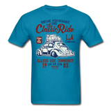 Vintage Automotive Graphic Tee; Bug, Classic, California Ride - turquoise