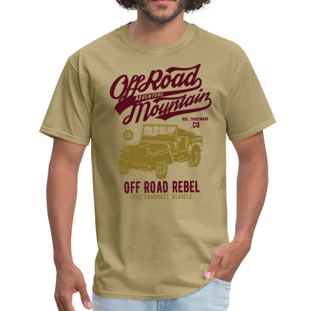 Classic Vintage Jeep Off Road Graphic Tee - khaki