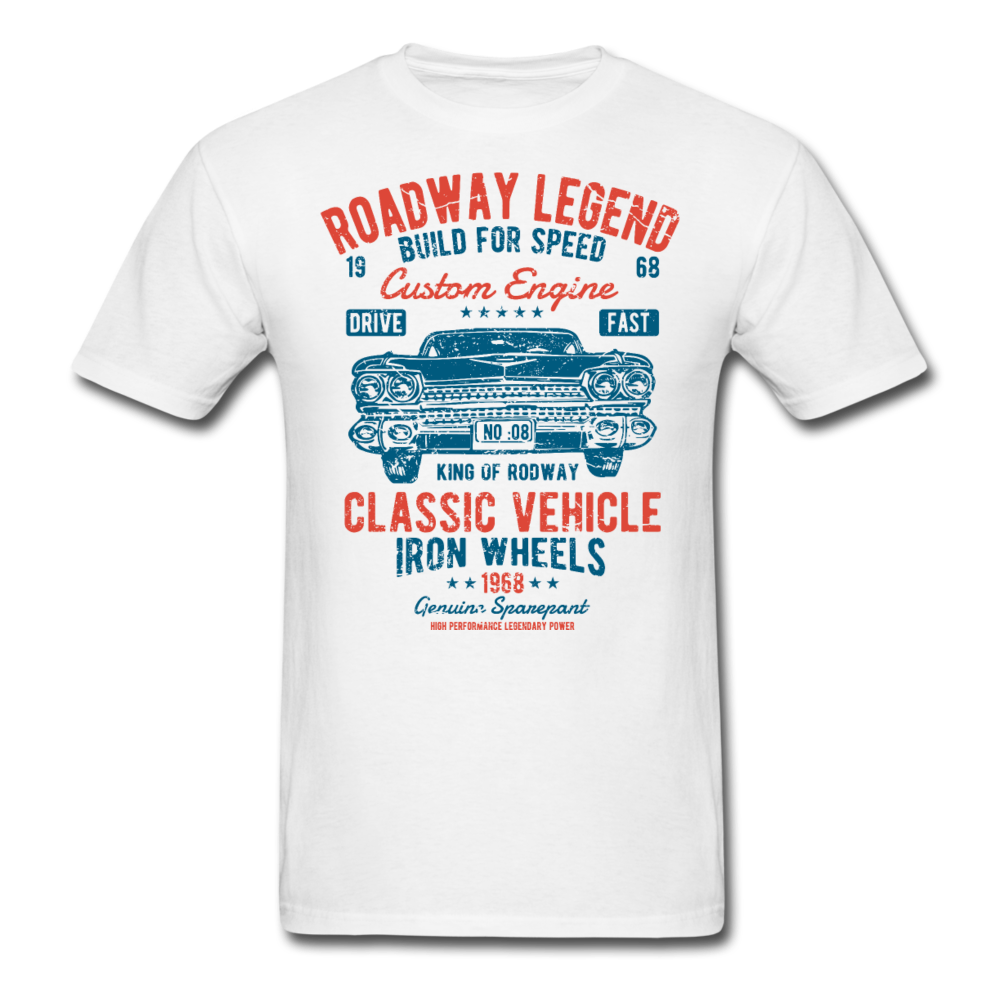 Vintage Classic Iron Wheels Graphic Tee; Cadillac, Luxury, King - white