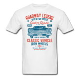 Vintage Classic Iron Wheels Graphic Tee; Cadillac, Luxury, King - white