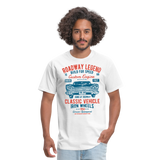 Vintage Classic Iron Wheels Graphic Tee; Cadillac, Luxury, King - white