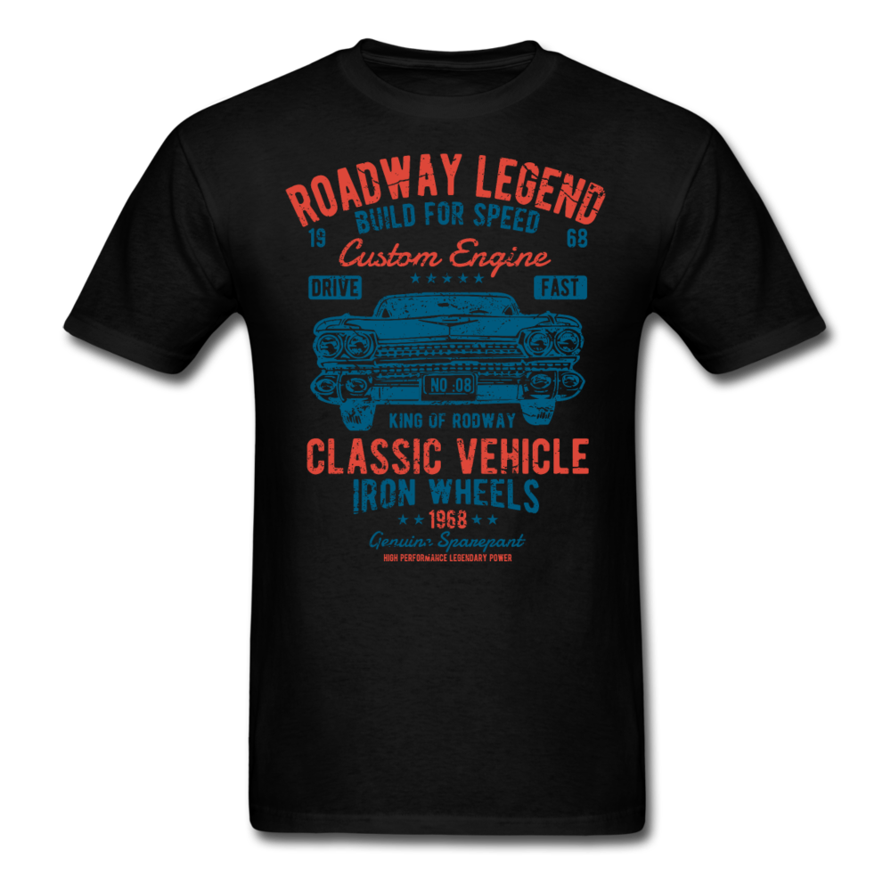 Vintage Classic Iron Wheels Graphic Tee; Cadillac, Luxury, King - black