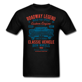 Vintage Classic Iron Wheels Graphic Tee; Cadillac, Luxury, King - black