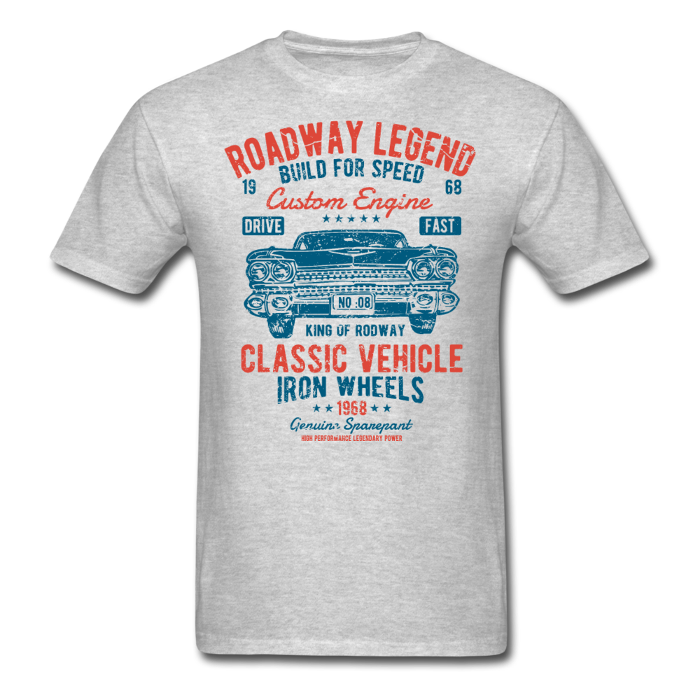 Vintage Classic Iron Wheels Graphic Tee; Cadillac, Luxury, King - heather gray