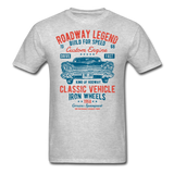 Vintage Classic Iron Wheels Graphic Tee; Cadillac, Luxury, King - heather gray