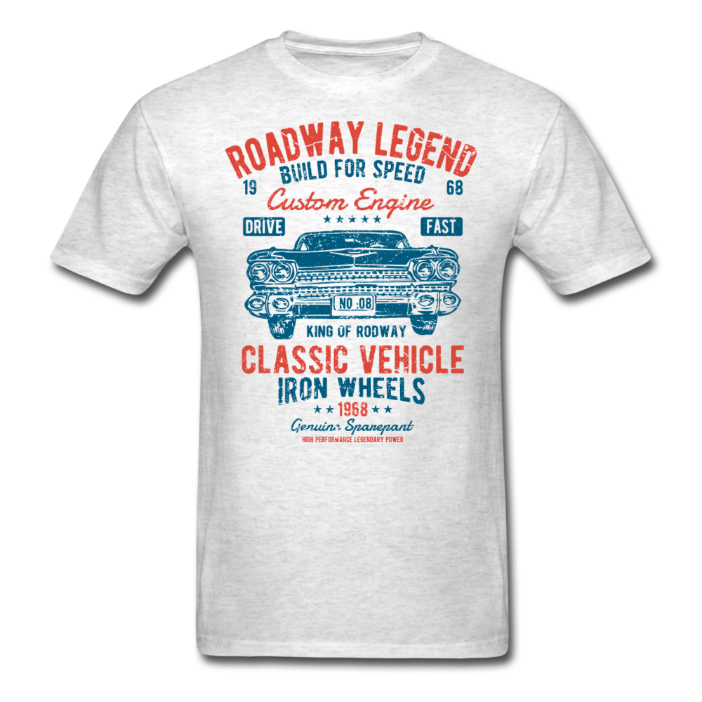 Vintage Classic Iron Wheels Graphic Tee; Cadillac, Luxury, King - light heather gray