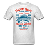 Vintage Classic Iron Wheels Graphic Tee; Cadillac, Luxury, King - light heather gray