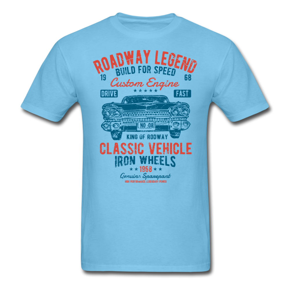 Vintage Classic Iron Wheels Graphic Tee; Cadillac, Luxury, King - aquatic blue