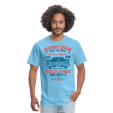 Vintage Classic Iron Wheels Graphic Tee; Cadillac, Luxury, King - aquatic blue