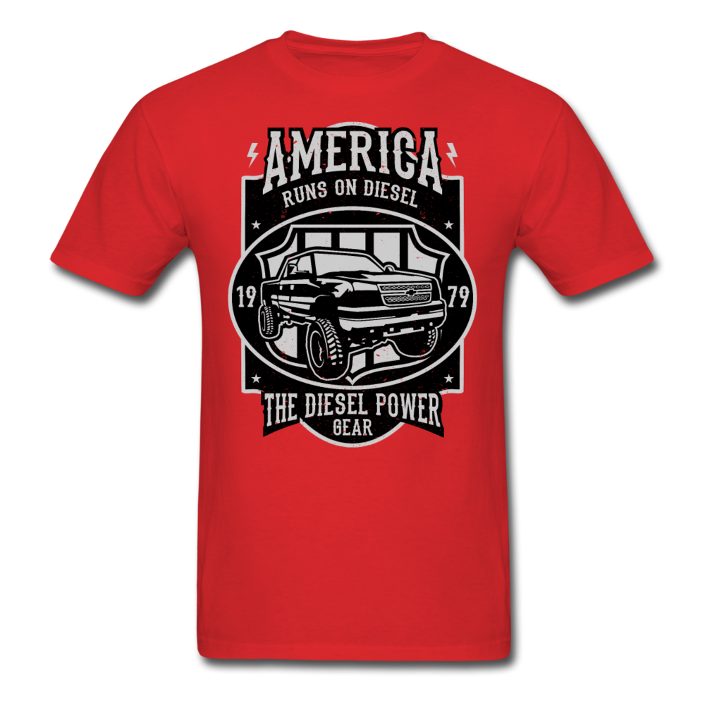 Custom Diesel Power Graphic Tee; Duramax, Powerstroke, Cummins - red