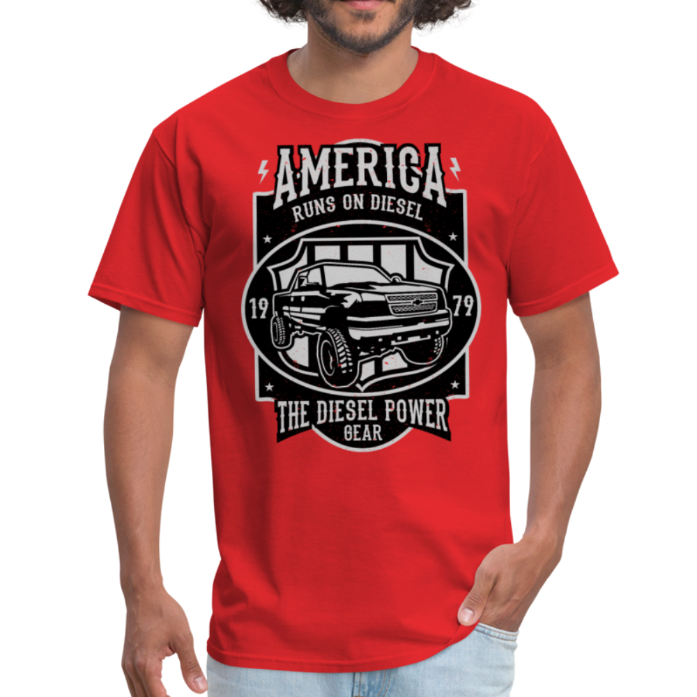 Custom Diesel Power Graphic Tee; Duramax, Powerstroke, Cummins - red