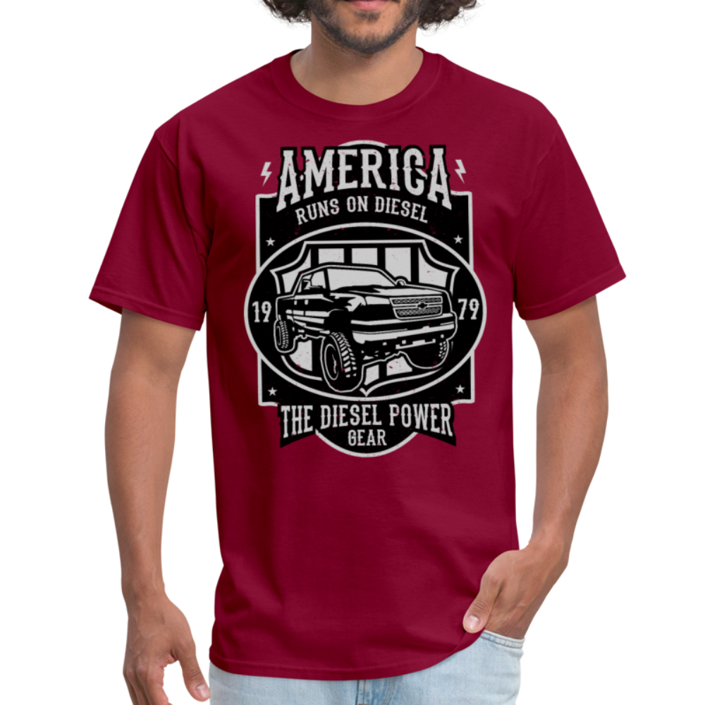 Custom Diesel Power Graphic Tee; Duramax, Powerstroke, Cummins - burgundy