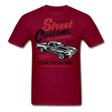 Custom Street Customs Automotive Graphic Tee; hot rod - burgundy