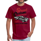 Custom Street Customs Automotive Graphic Tee; hot rod - burgundy