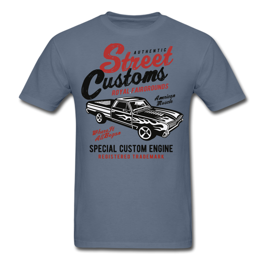 Custom Street Customs Automotive Graphic Tee; hot rod - denim