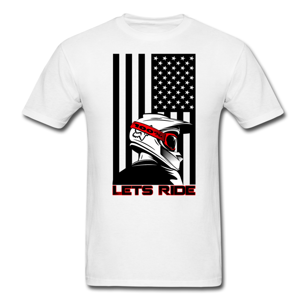 MX ATV American Flag Lets Ride Graphic Tee; offroad - white